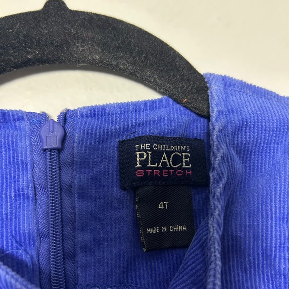 The Childrens Place Blue Corduroy Floral Dress Size 4T Sleeveless A-Line - Picture 3 of 4